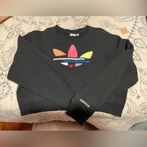 Adidas Originals Adicolor Shattered Black Cropped Sweatshirt Size Large